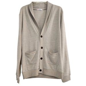 H2H Beige 4 Button Shawl Collar Knitted Cardigan Sweater Mens Size Medium